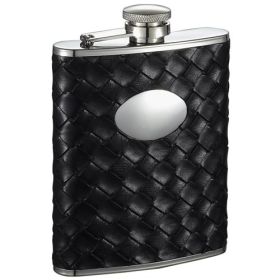 Visol Jacob Black Weave Pattern 6oz Stainless Steel Hip Flask