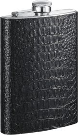 Visol Ezra Handcrafted in USA Black Leather Flask - 8 oz