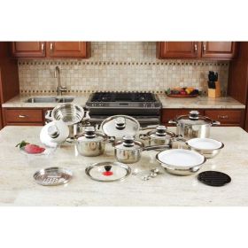 28pc 12-Element High-Quality, Heavy-Gauge Stainless Steel Cookware Set