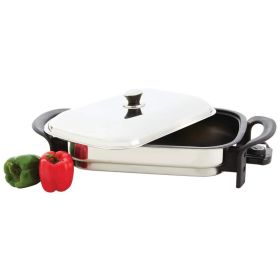 Precise Heat&trade; 16&quot; Rectangular Non-Stick T304 Stainless Steel Electric Skillet