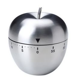 Small Alarm Clock, 60 Minute Stainless Steel Apple Shaped Kitchen Timer Reminder