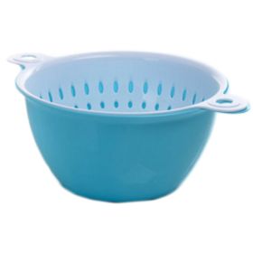 Plastic Double-Layer Multifunctional Drain Dasket  Candy Fruit Tray ( big blue )